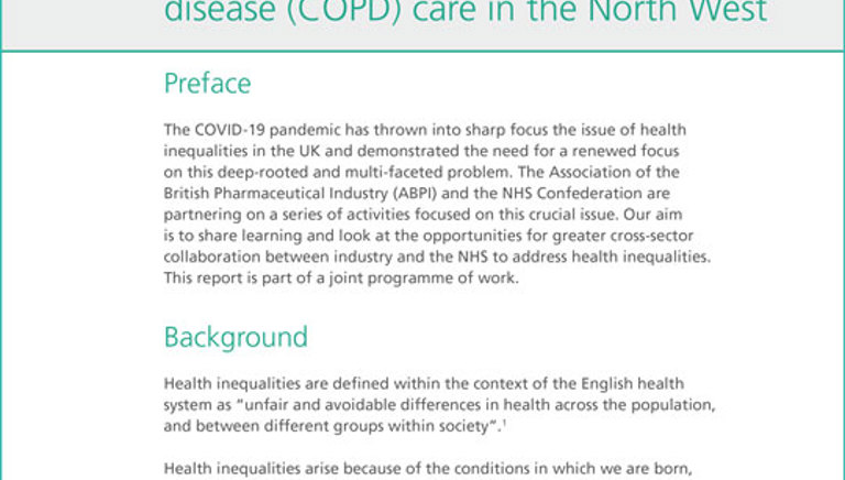 NHS Confederation and ABPI: An examination of health inequalities in chronic obstructive pulmonary disease (COPD) care in the North West